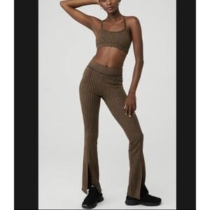 Alo Yoga Jacquard High-Waist Glenplaid Flutter Legging Size Medium Cinnamon‎